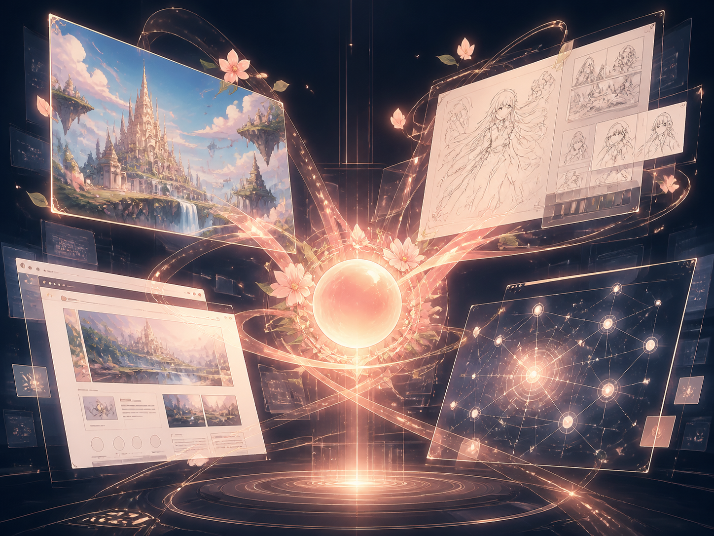 ゲーム・アニメ・Web・AIが融合するエンタテインメント革新のイメージ